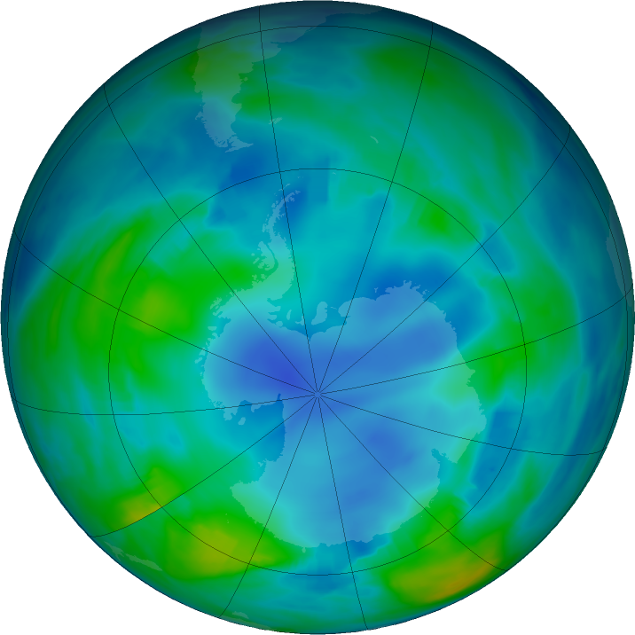 Antarctic ozone map for 18 May 2017